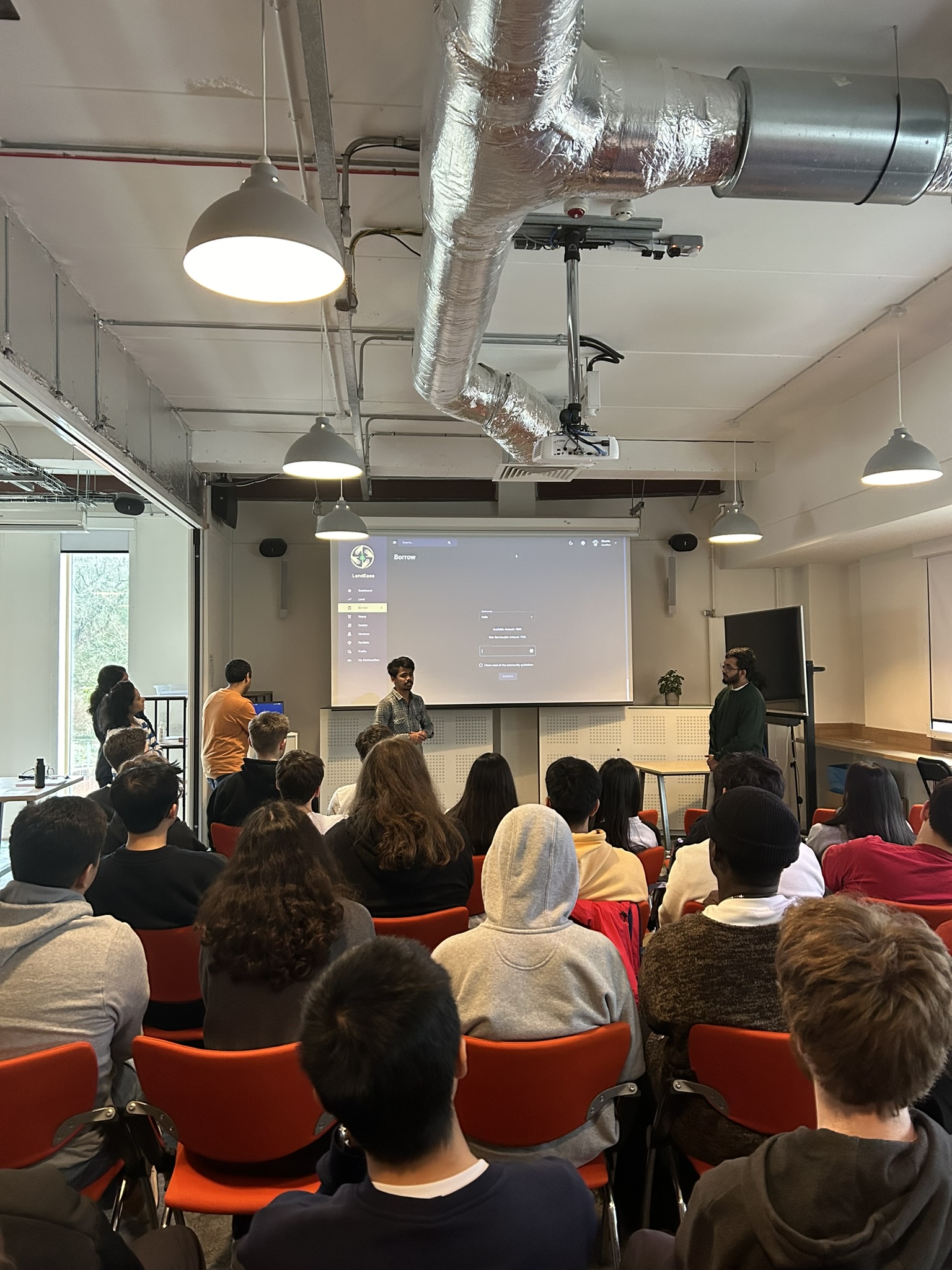 A team presenting to the judges